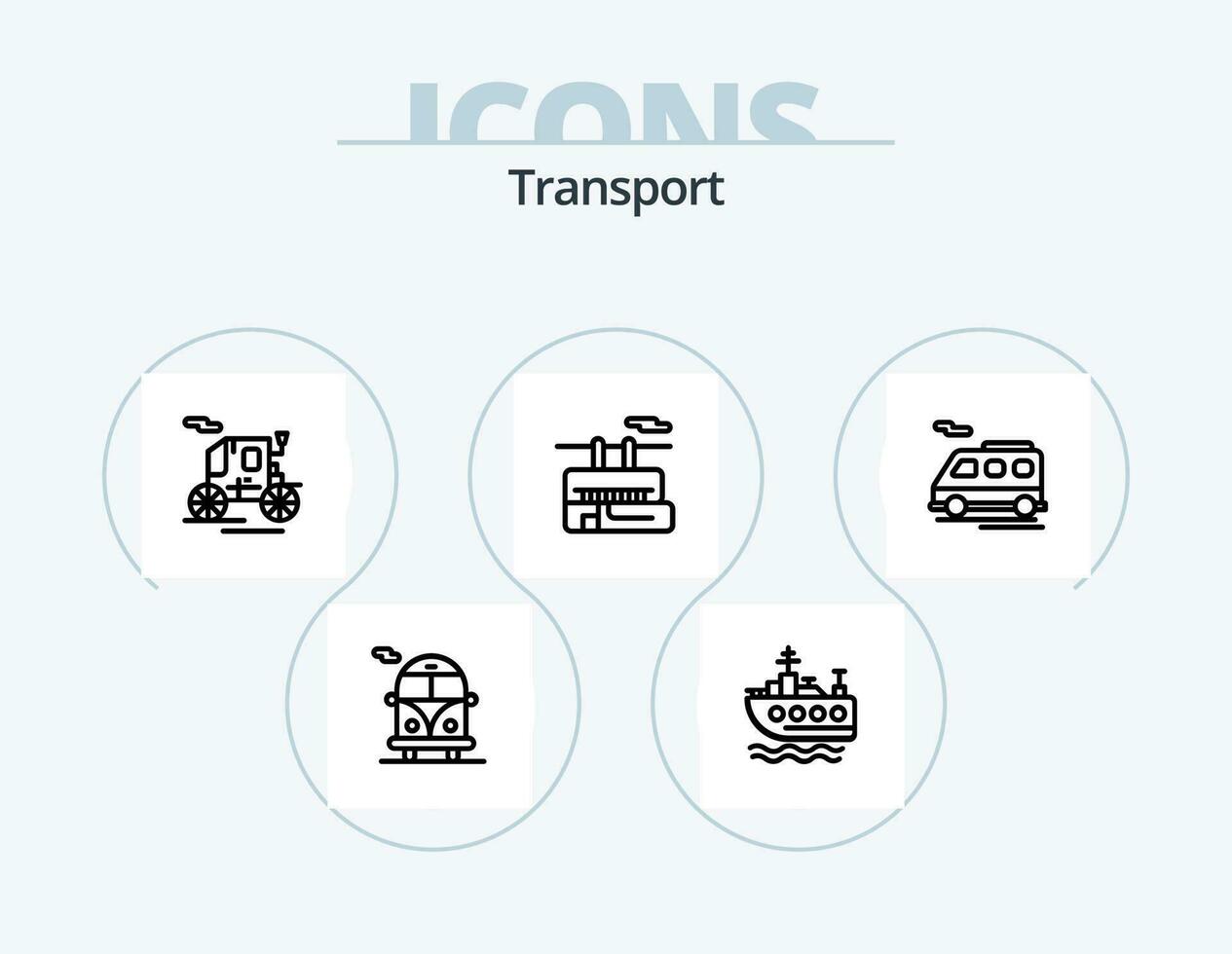 transporte línea icono paquete 5 5 icono diseño. transporte. camioneta. acampar. transporte. transporte vector