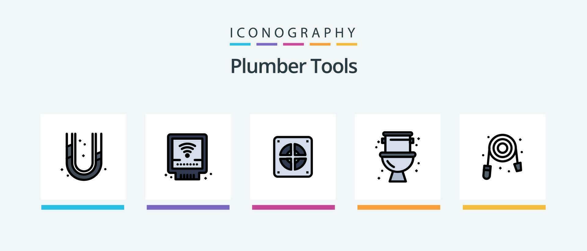 Plumber Line Filled 5 Icon Pack Including construction. plumber. mechanical. mechanic. fire. Creative Icons Design vector