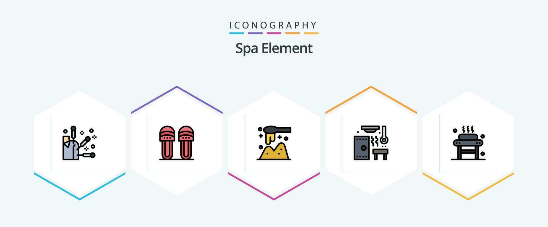 Spa Element 25 FilledLine icon pack including relaxation. bed. scoop. spa. relax vector