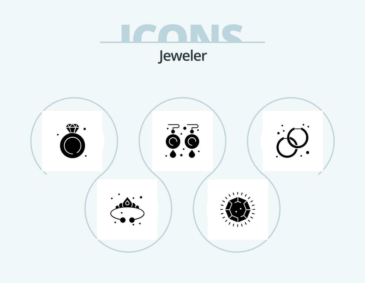 joyería glifo icono paquete 5 5 icono diseño. personalizar joya. joyas. gemas Boda vector
