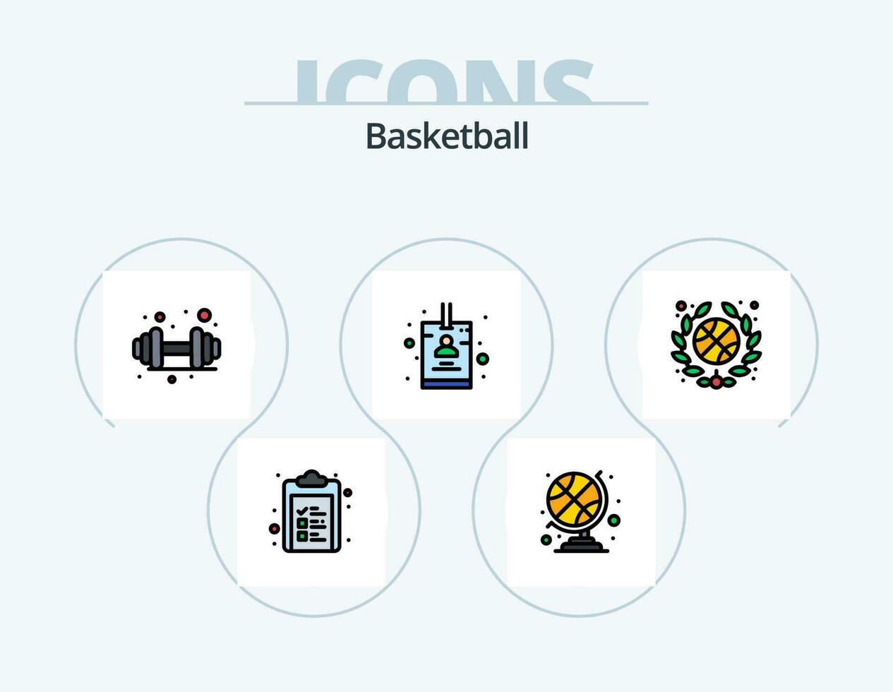 Basketball Line Filled Icon Pack 5 Icon Design. time. game. score. basketball. game vector