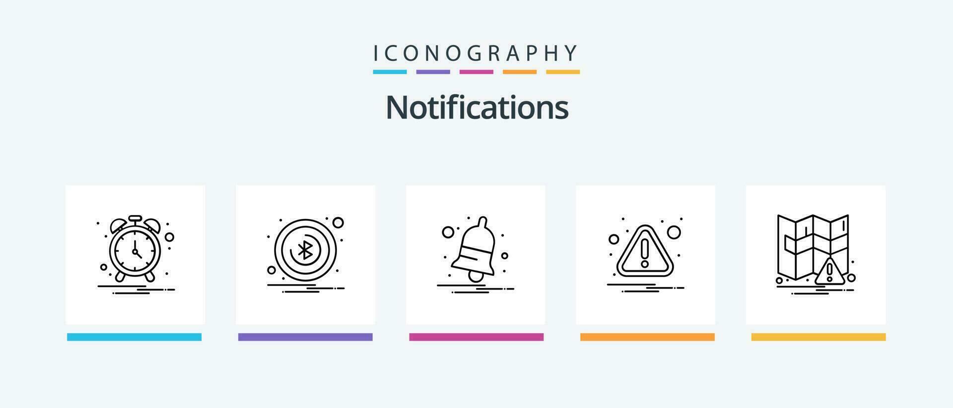 Notifications Line 5 Icon Pack Including warning. alert. notification. web. not. Creative Icons Design vector