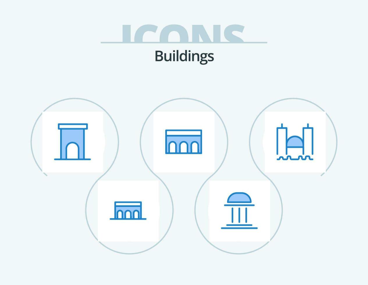 Buildings Blue Icon Pack 5 Icon Design. harbor. bridge. historic. institute. building vector