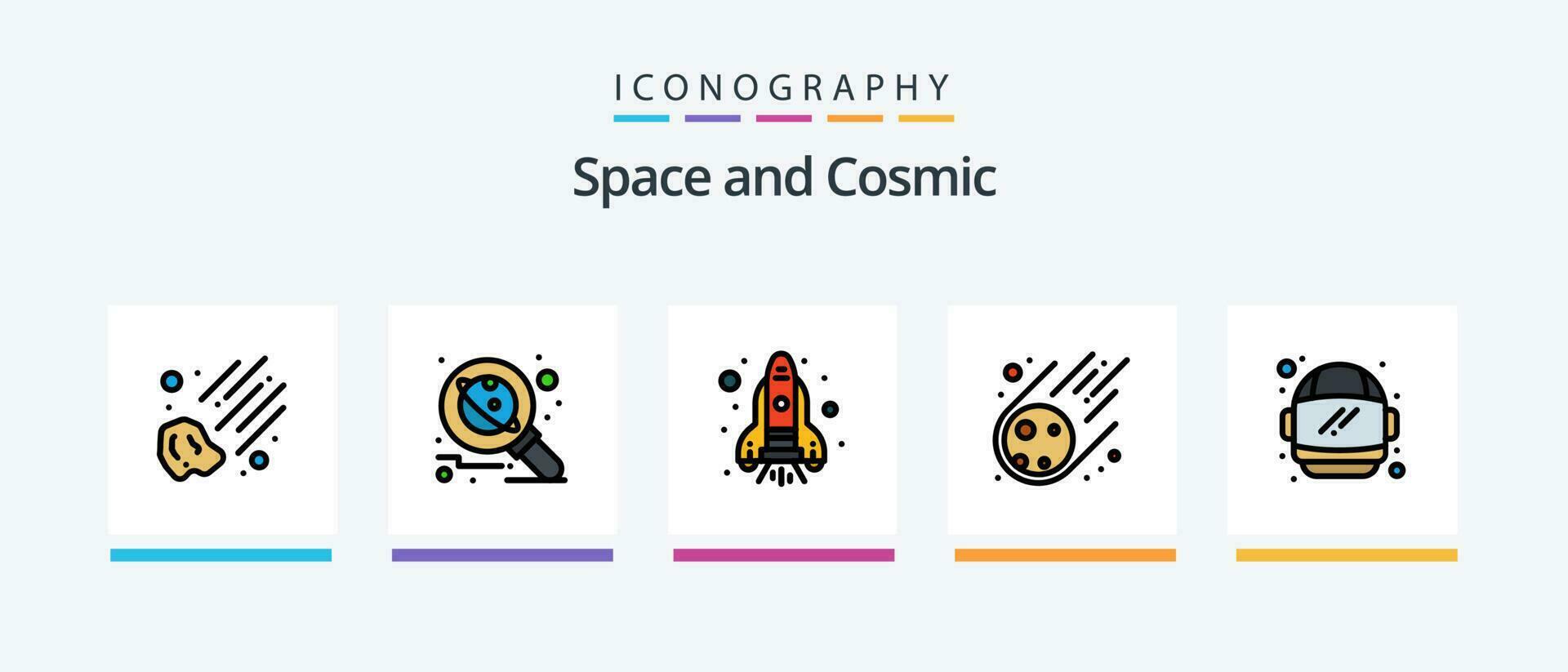 Space Line Filled 5 Icon Pack Including . star. moon. space. space. Creative Icons Design vector