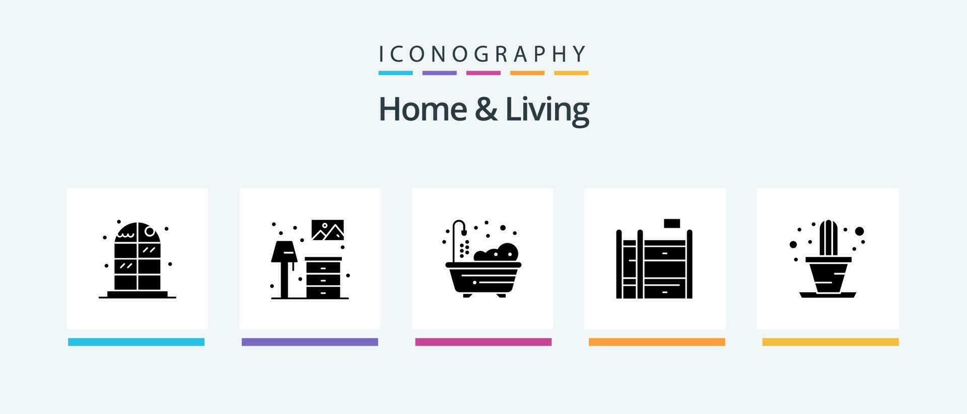 Home And Living Glyph 5 Icon Pack Including . plant. living. house. bunk bed. Creative Icons Design vector