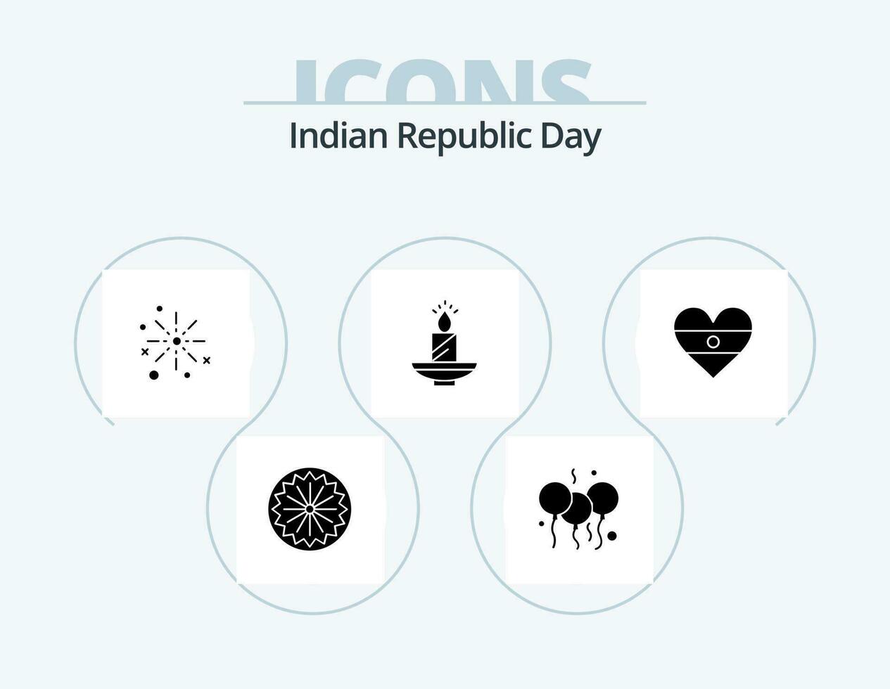 indio república día glifo icono paquete 5 5 icono diseño. día de la independencia vela. estallido. fuegos artificiales. diwali vector