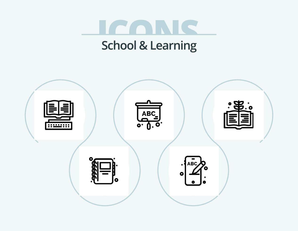 School And Learning Line Icon Pack 5 Icon Design. education. bulb. knowledge. puzzle. learn vector