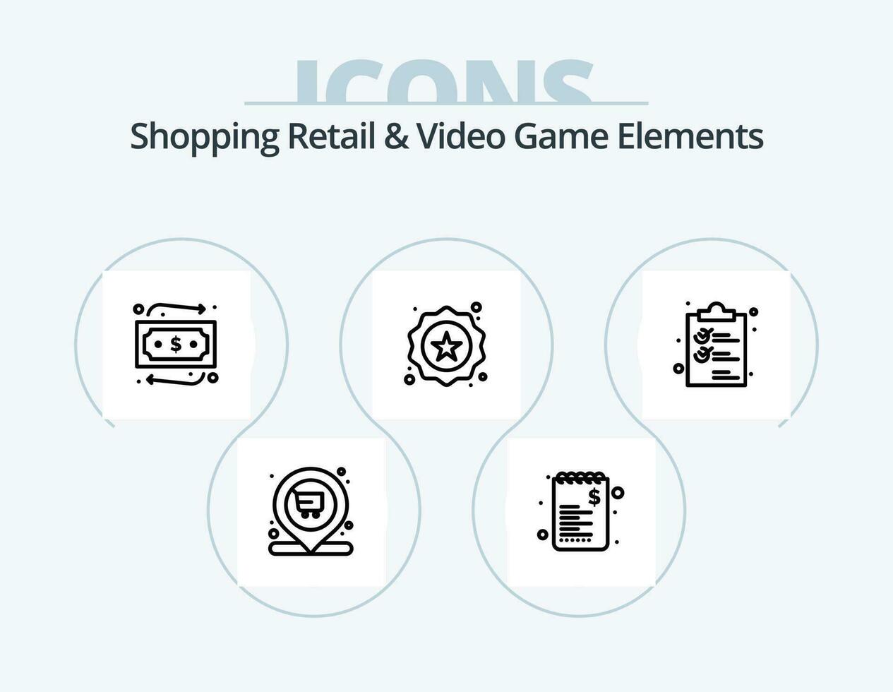 Shoping Retail And Video Game Elements Line Icon Pack 5 Icon Design. empire. crown. open. gps. direction vector