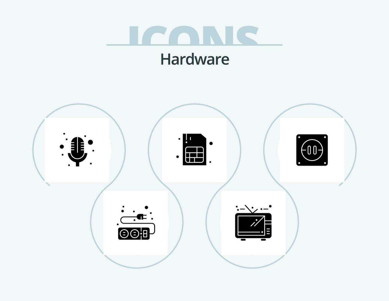 Hardware Glyph Icon Pack 5 Icon Design. . socket. microphone. electricity. sim vector