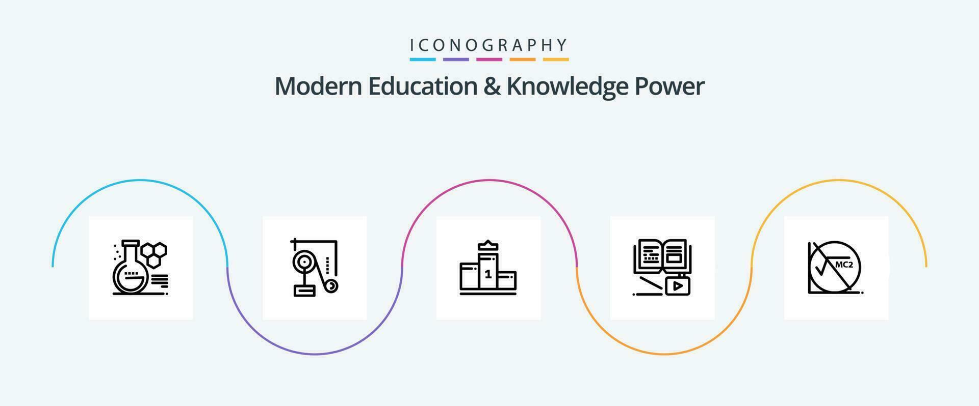 moderno educación y conocimiento poder línea 5 5 icono paquete incluso fórmula . educación. pedestal. crecimiento conocimiento. crecimiento vector