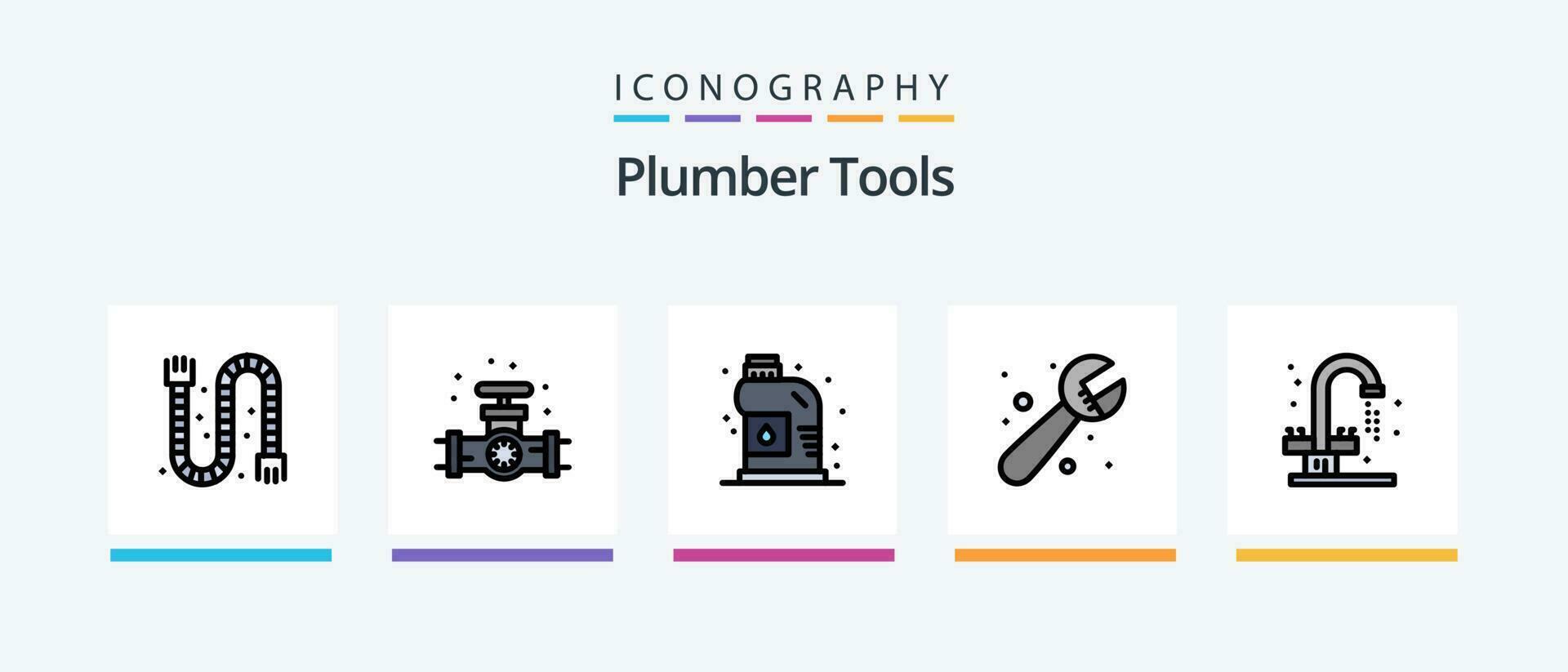 Plumber Line Filled 5 Icon Pack Including mechanical. temperature. extractor. plumbing. pipe. Creative Icons Design vector