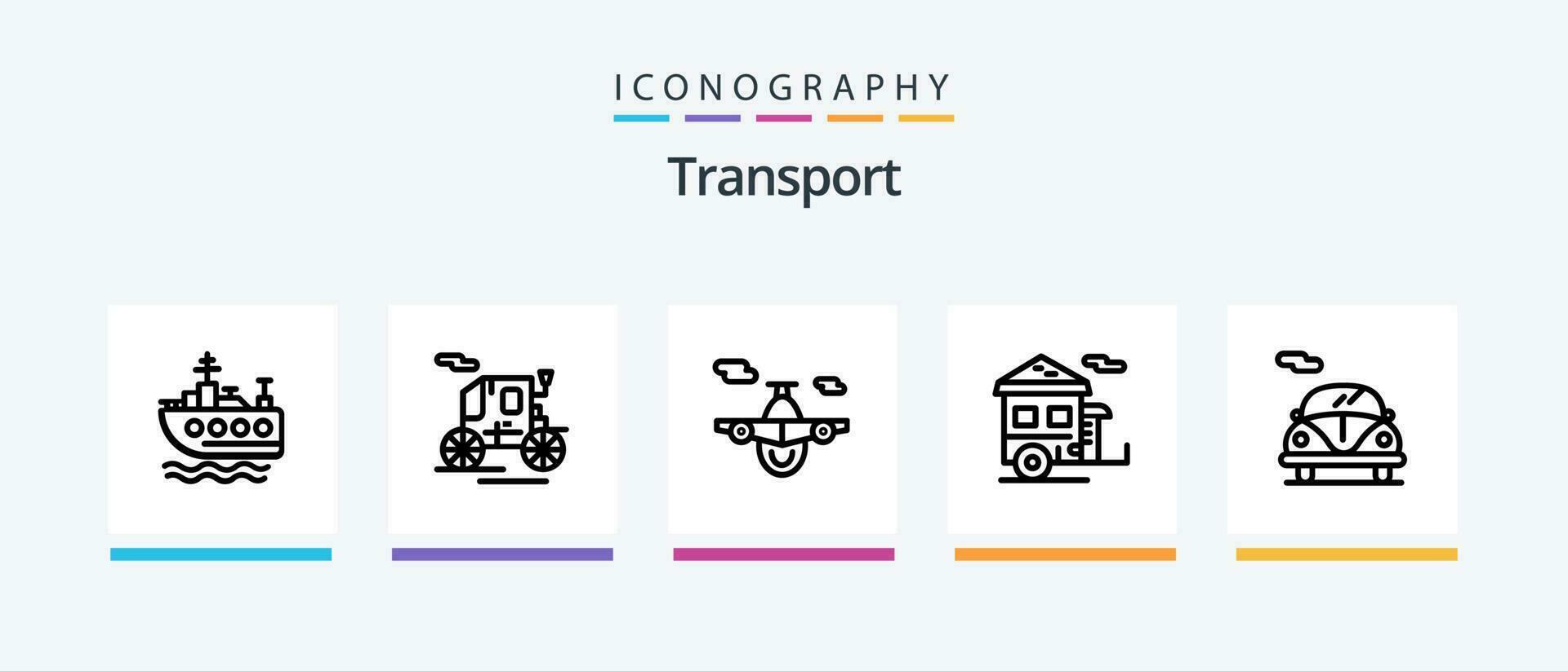 Transport Line 5 Icon Pack Including . transport. helicopter. bus. car. Creative Icons Design vector