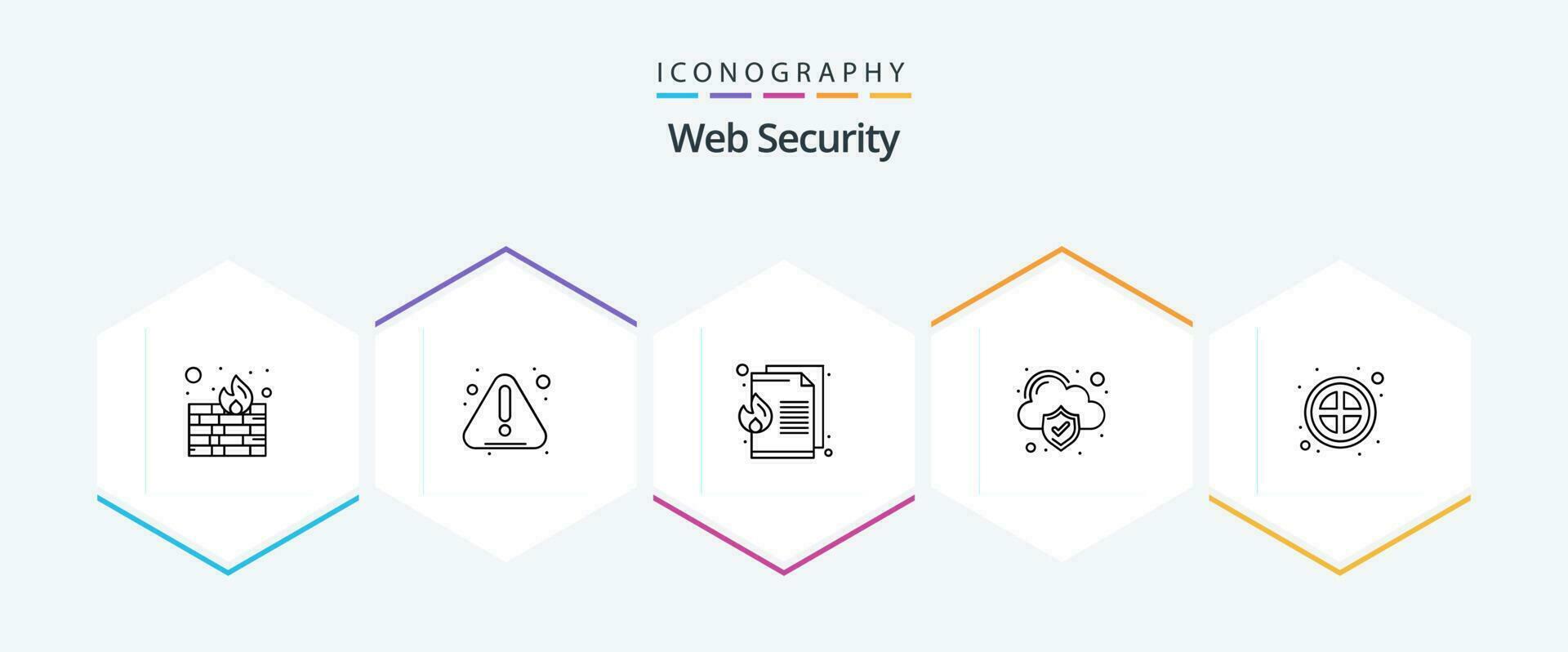 Web Security 25 Line icon pack including ui. banned. file. ban. security vector