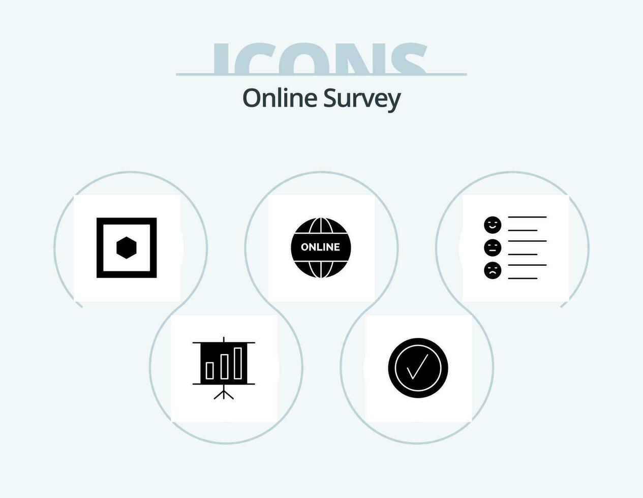 Online Survey Glyph Icon Pack 5 Icon Design. . website . online . vector