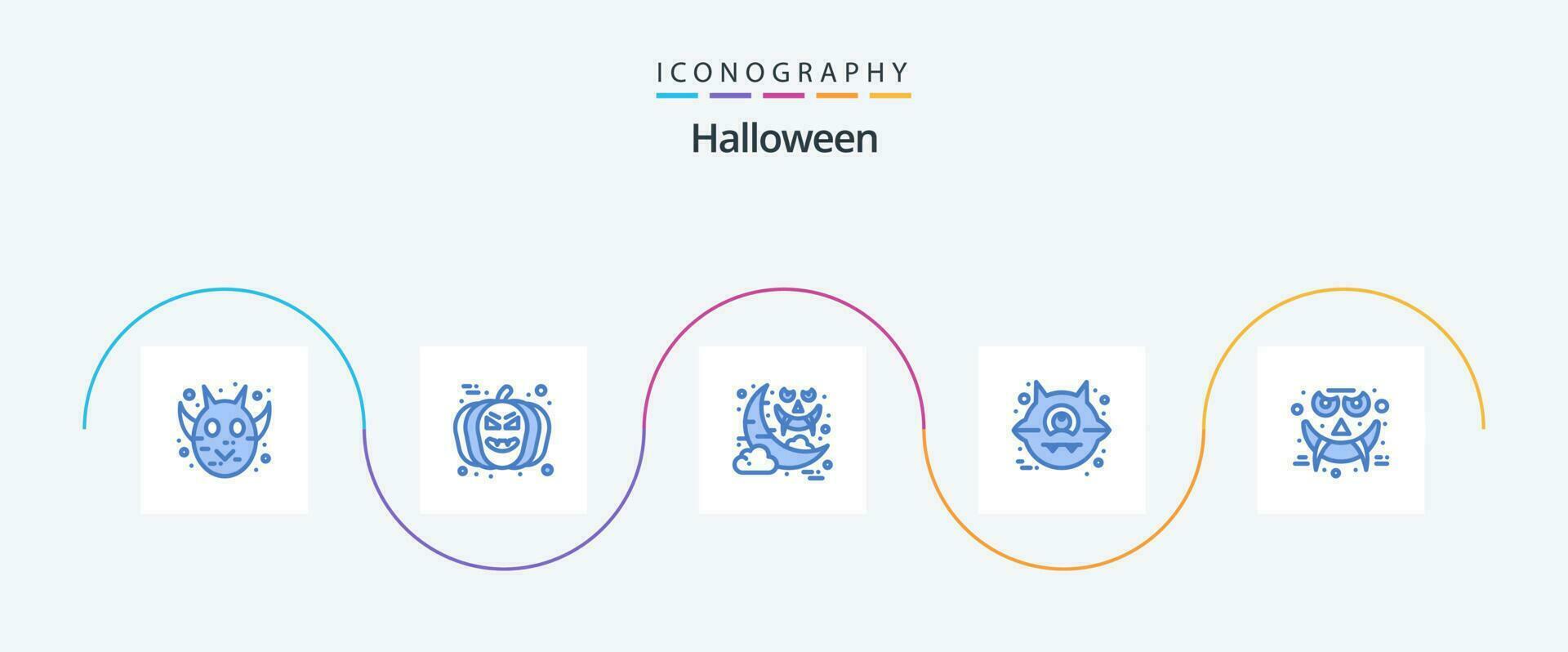 Halloween Blue 5 Icon Pack Including halloween. emoticons. halloween. halloween. animal vector