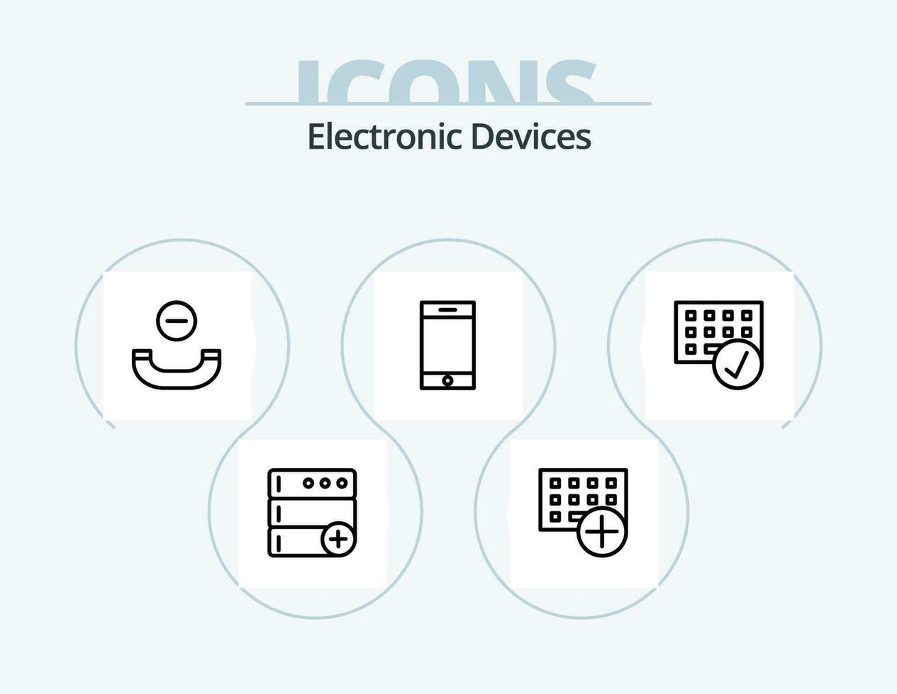 Devices Line Icon Pack 5 Icon Design. . database. hang up. data. hardware vector