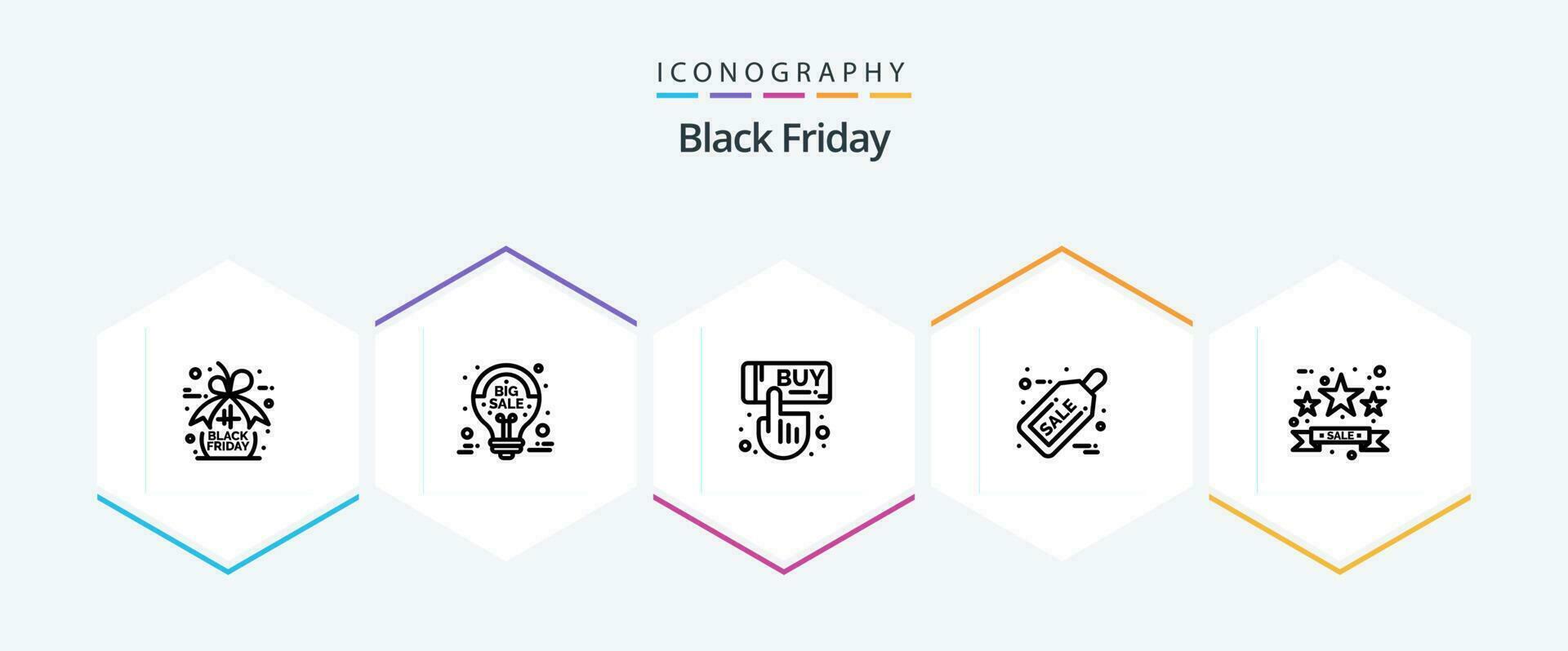 Black Friday 25 Line icon pack including commerce. ticket sale. sale. discount. black friday vector