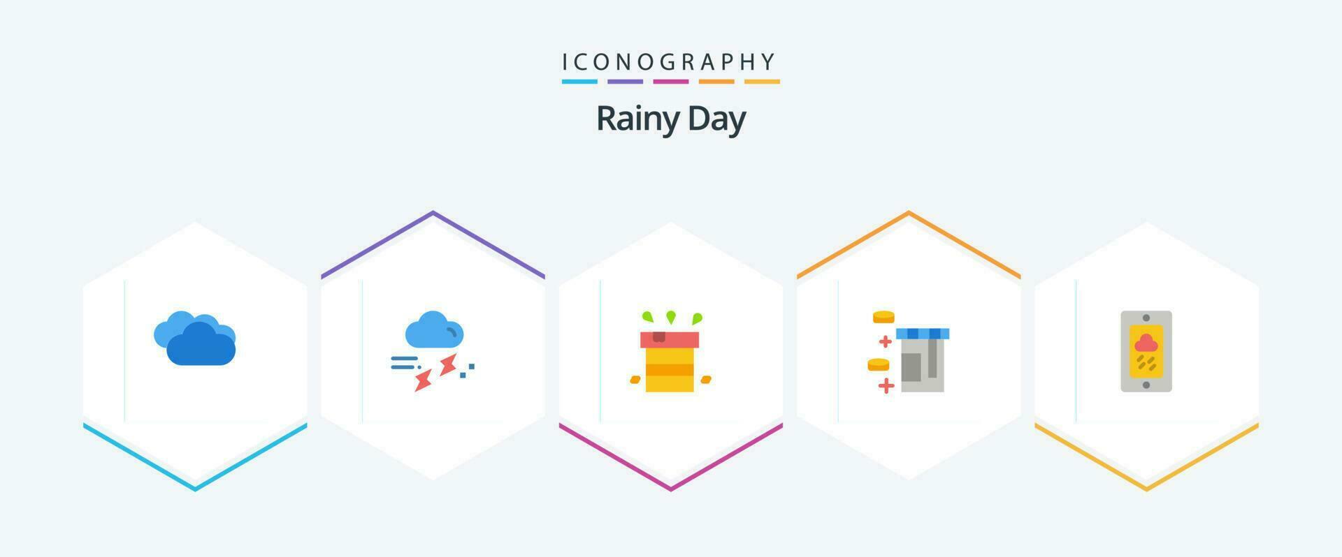Rainy 25 Flat icon pack including mobile. bottle. thunder. tablet. resistant vector