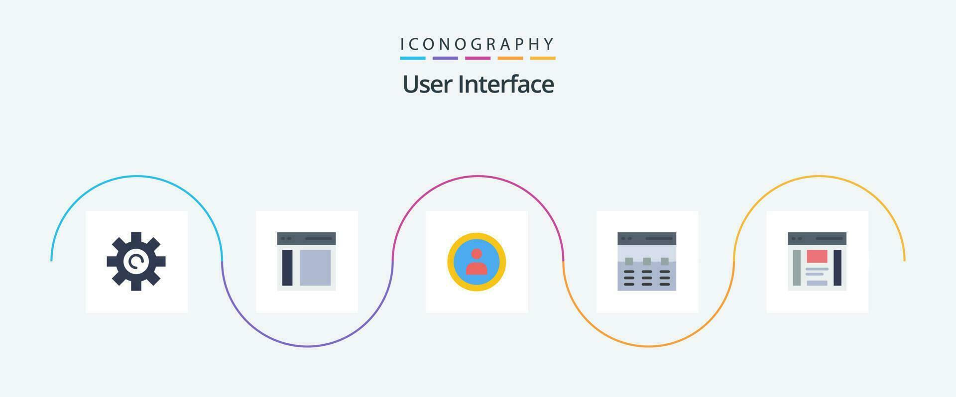 User Interface Flat 5 Icon Pack Including interface. hero. sidebar. header. user vector
