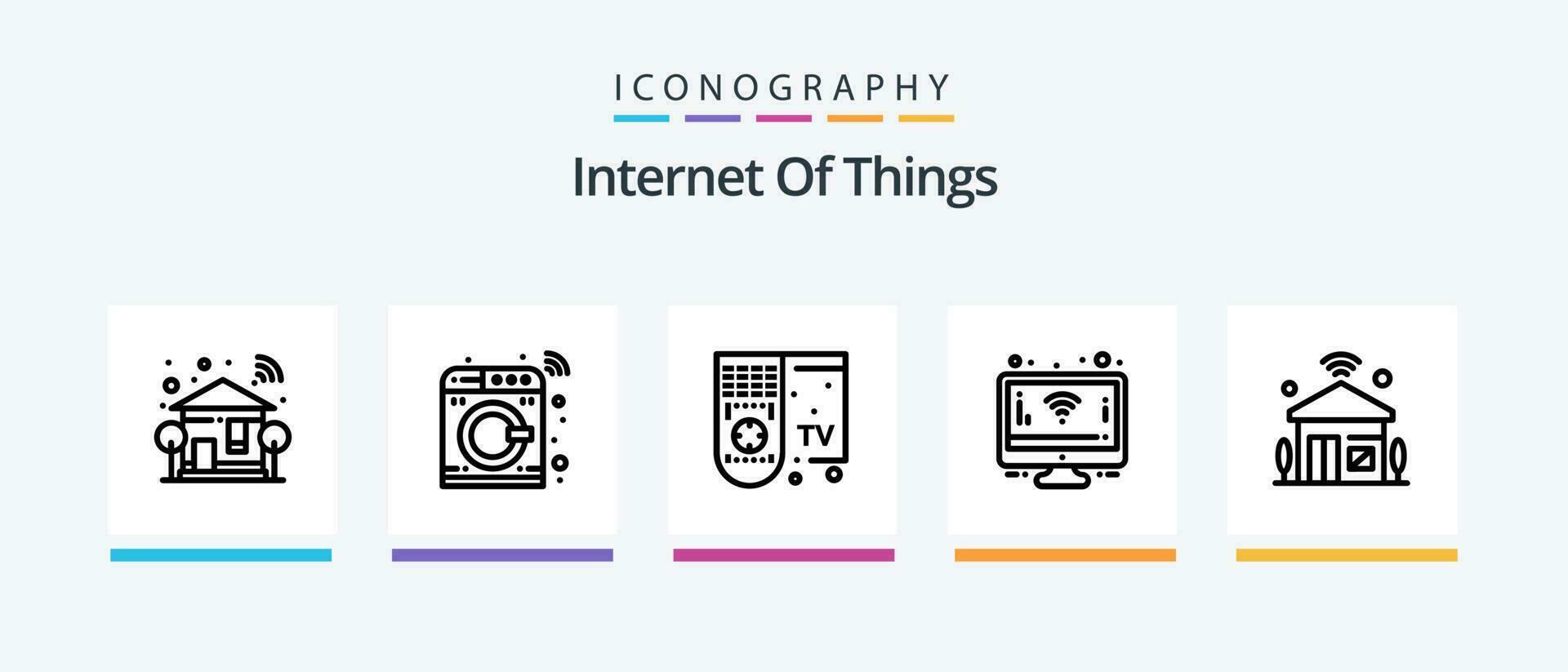 Internet de cosas línea 5 5 icono paquete incluso en línea. cesta. imagen. Wifi. cámara. creativo íconos diseño vector