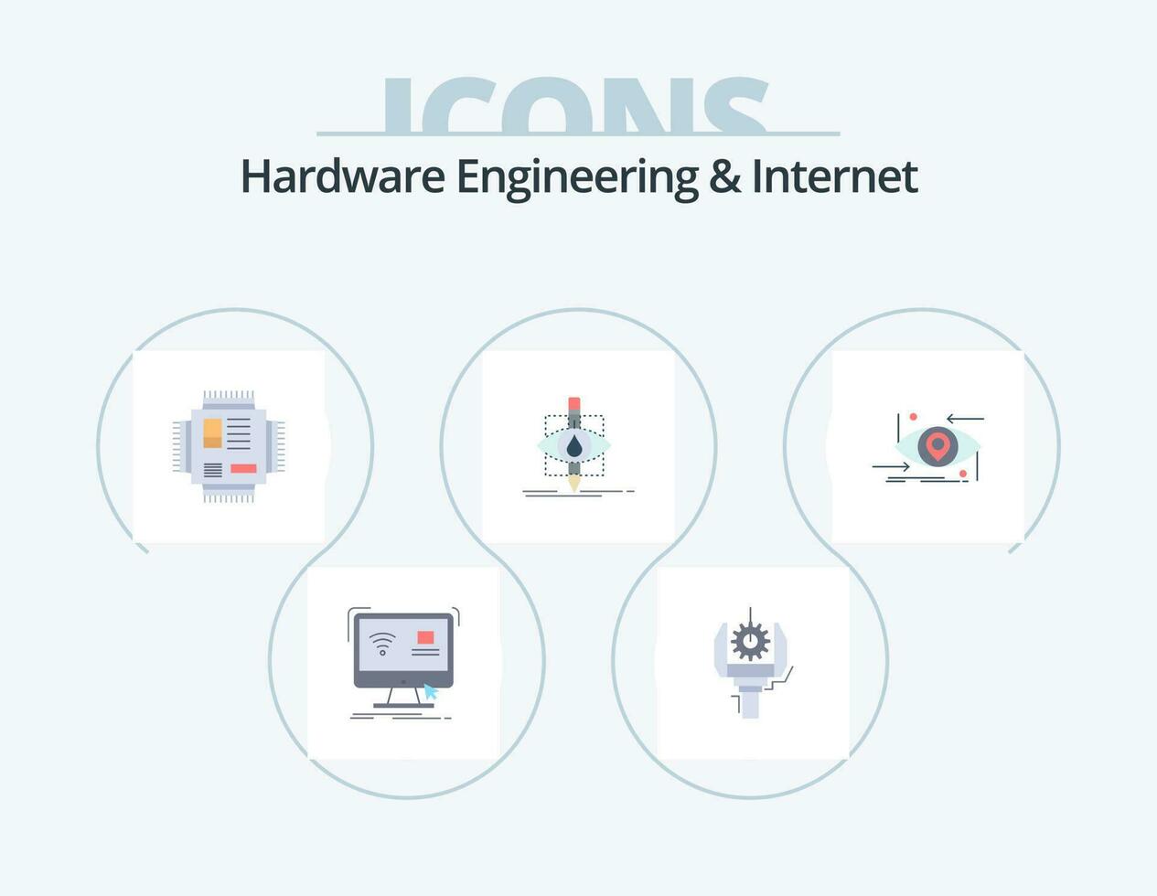 Hardware Engineering And Internet Flat Icon Pack 5 Icon Design. pollution. ecology. production. technology. microchip vector