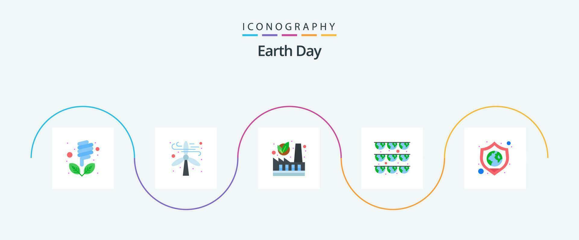 Earth Day Flat 5 Icon Pack Including security. party. ecology. green. earth vector