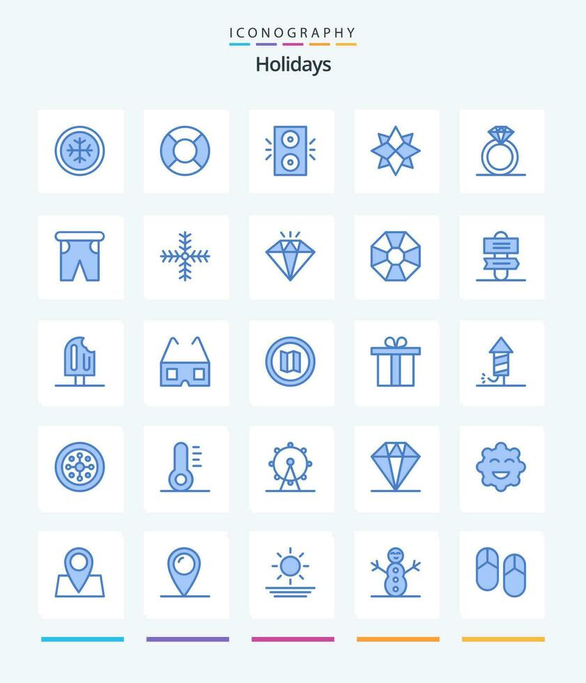 Creative Holidays 25 Blue icon pack  Such As traveling. pants. winter. holiday. ring vector