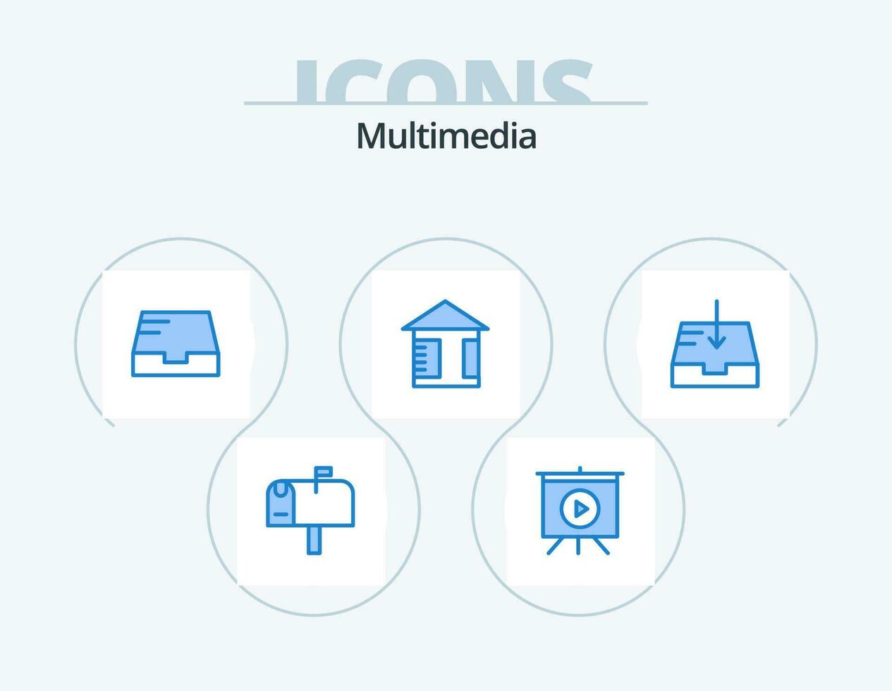 Multimedia Blue Icon Pack 5 Icon Design. . . mailbox. receive. mail vector