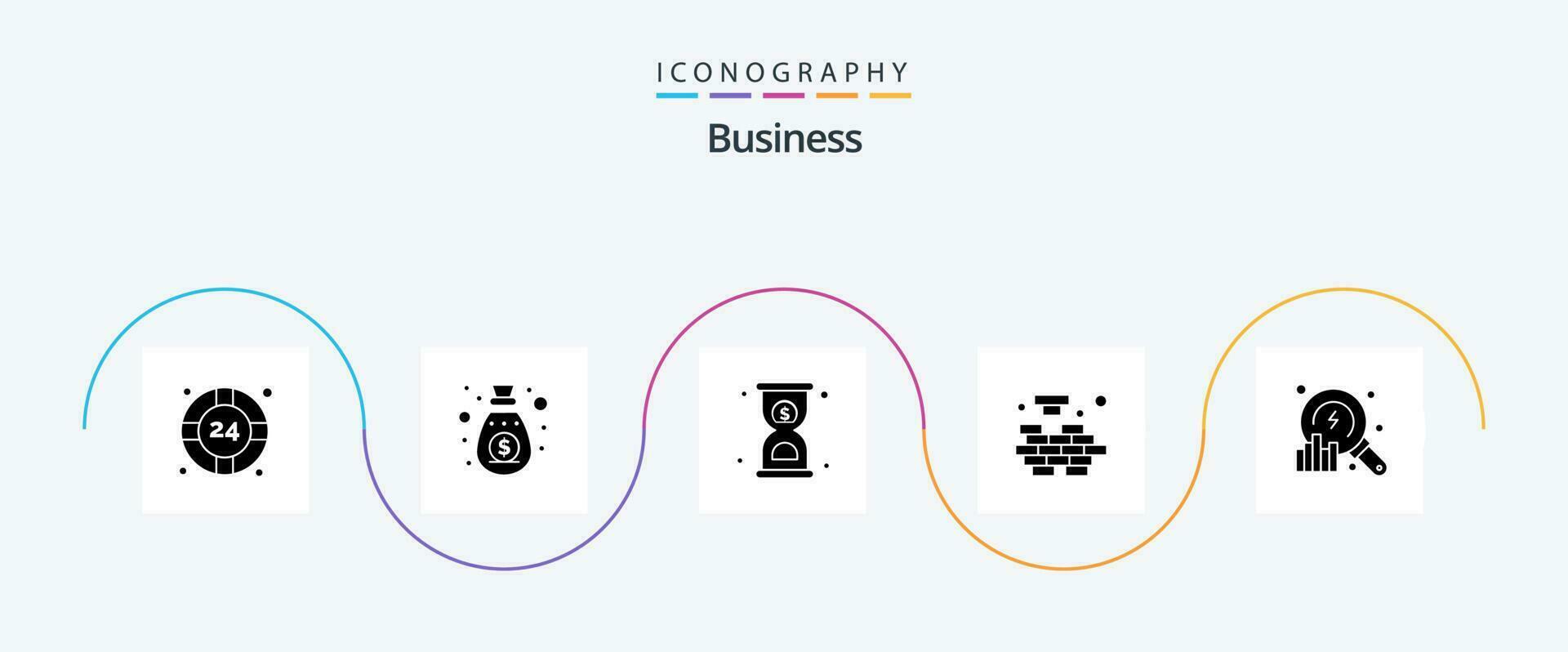 Business Glyph 5 Icon Pack Including analytics. solving. deadline. problem. logic vector