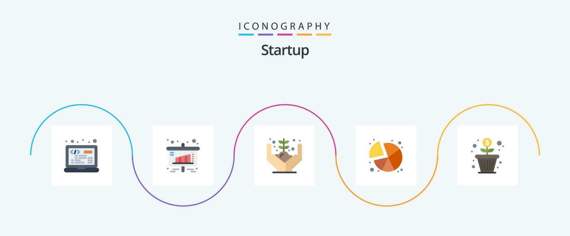 Startup Flat 5 Icon Pack Including growth. graph. growth. statistics. chart vector