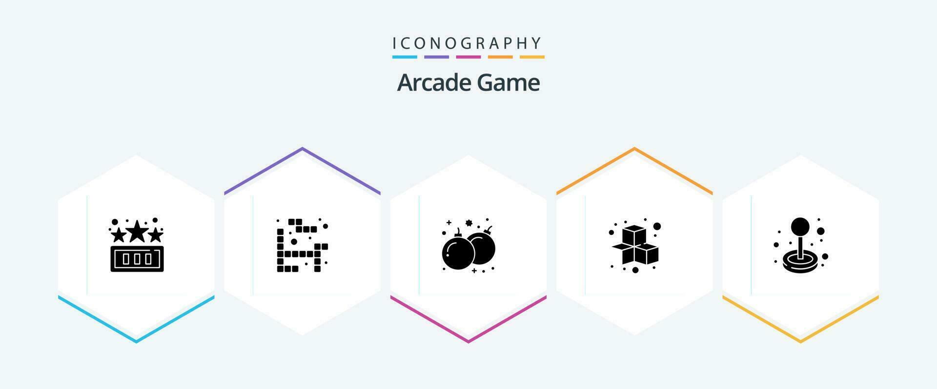 Arcade 25 Glyph icon pack including game. joystick. fun. play. fun vector