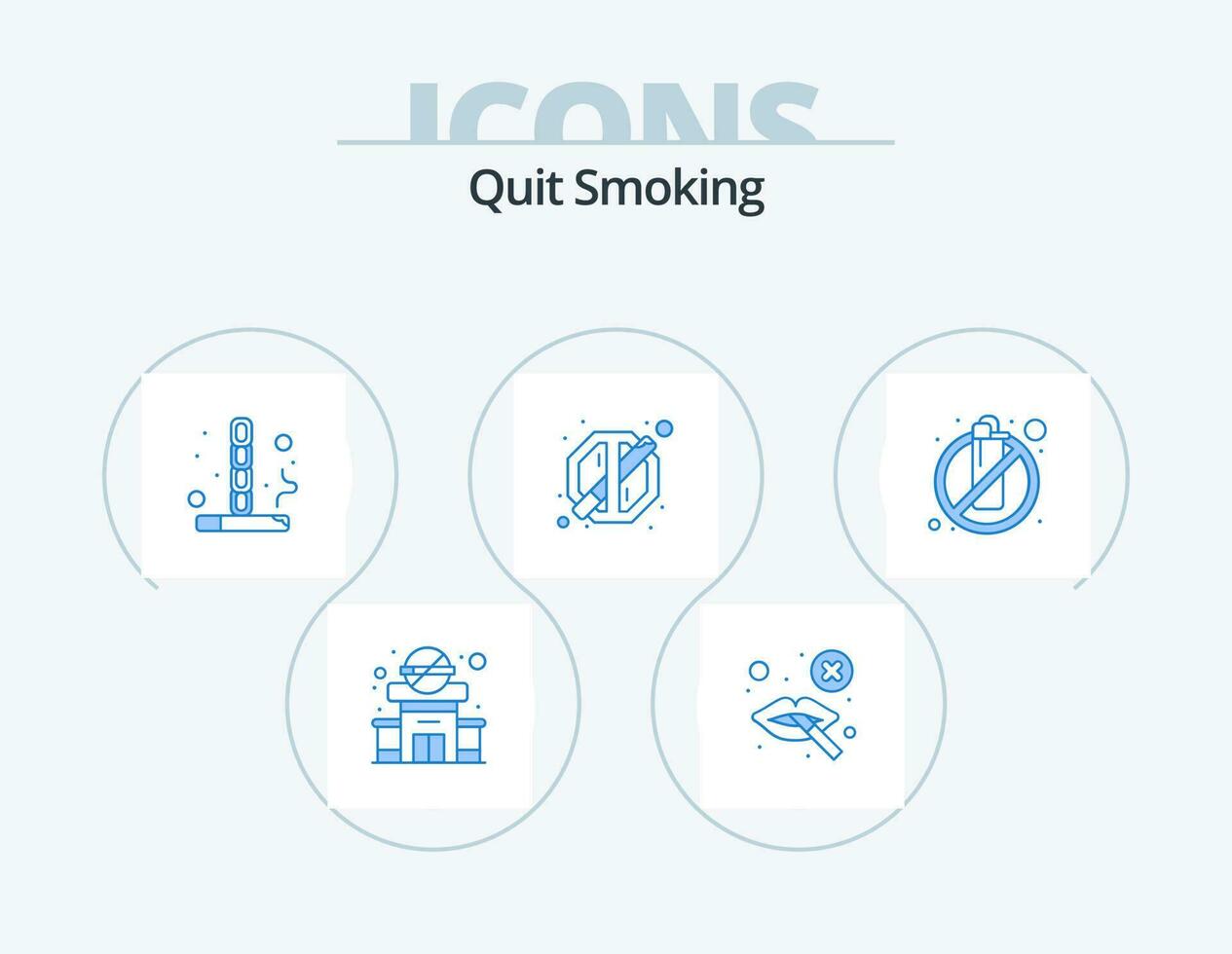 Quit Smoking Blue Icon Pack 5 Icon Design. not allowed. block. smoking. banned. jail vector
