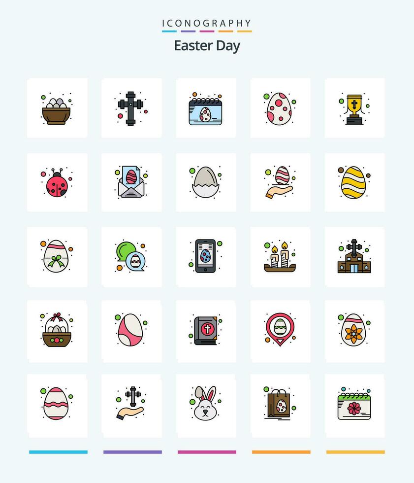 Creative Easter 25 Line FIlled icon pack  Such As goblet. celebration. calendar. egg. decoration vector