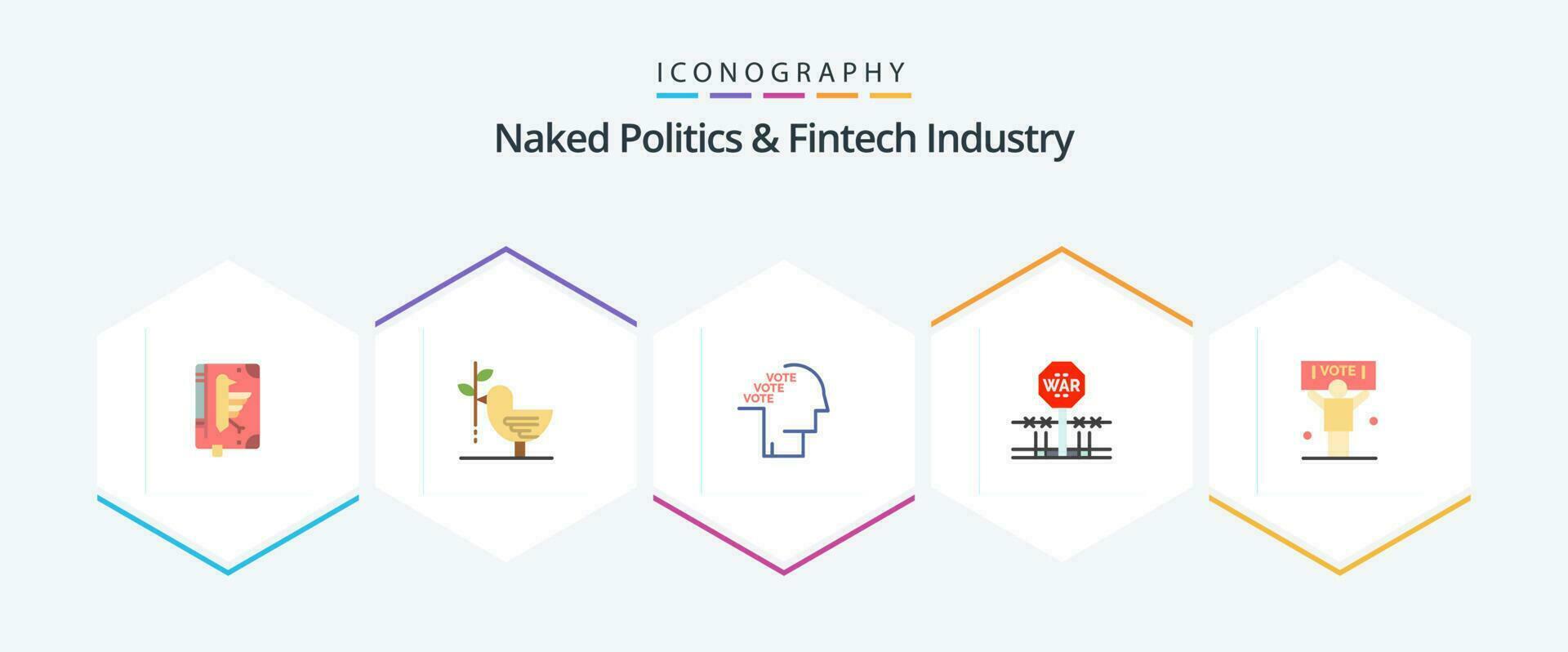 Naked Politics And Fintech Industry 25 Flat icon pack including military. combat. harmony. speech. poll vector