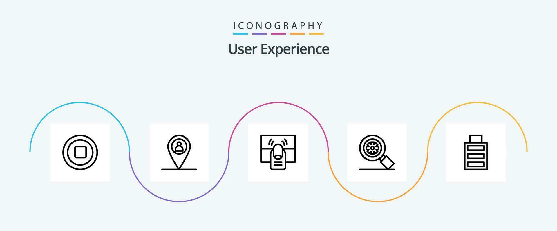 usuario experiencia línea 5 5 icono paquete incluso engranaje . investigación . uno vector