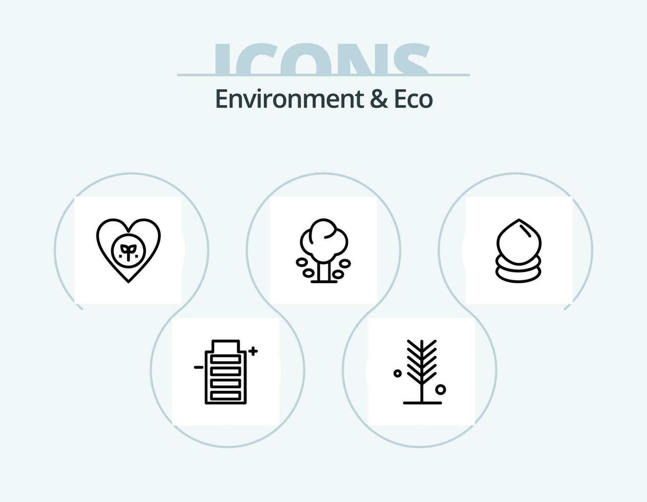 ambiente y eco línea icono paquete 5 5 icono diseño. mundo. ecología. etiqueta. árbol. verde vector