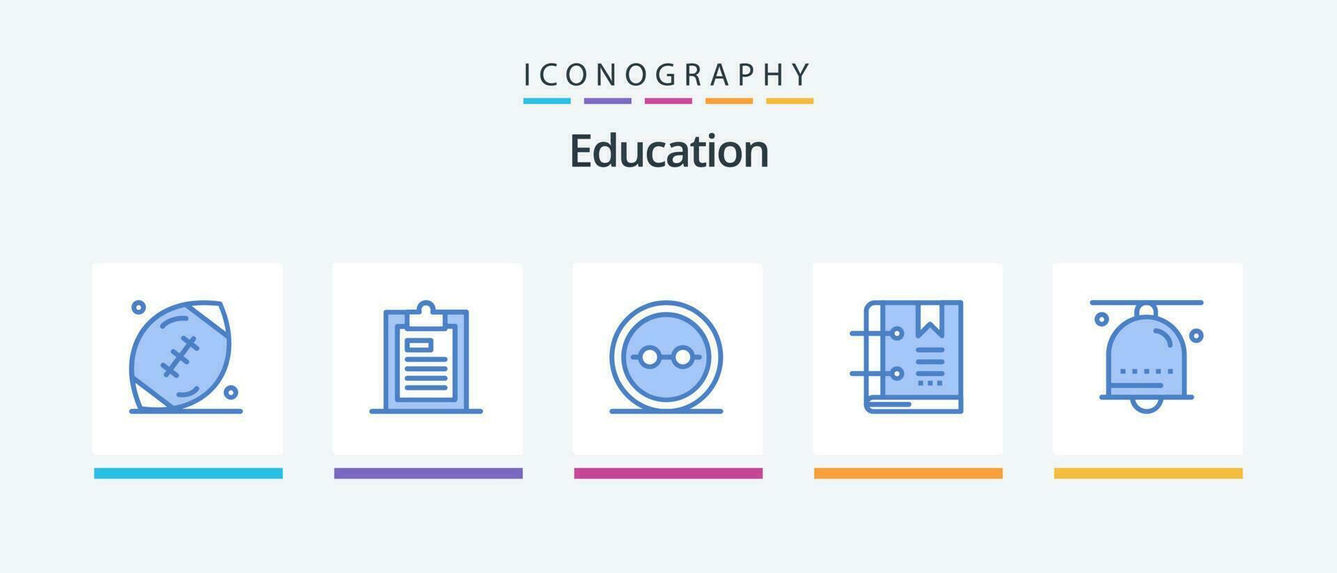 Education Blue 5 Icon Pack Including favorite. book. page. lenses. geek. Creative Icons Design vector