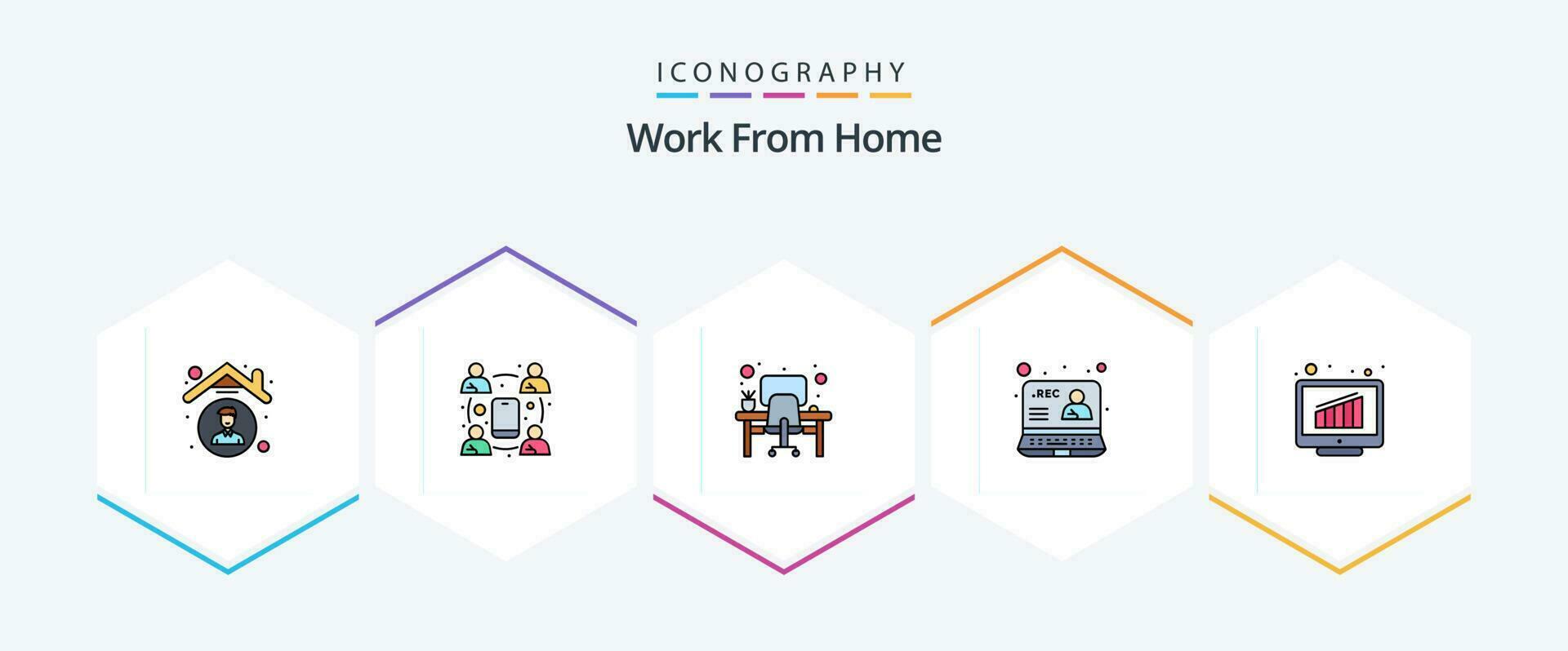 Work From Home 25 FilledLine icon pack including web. internet. online. communication. workplace vector