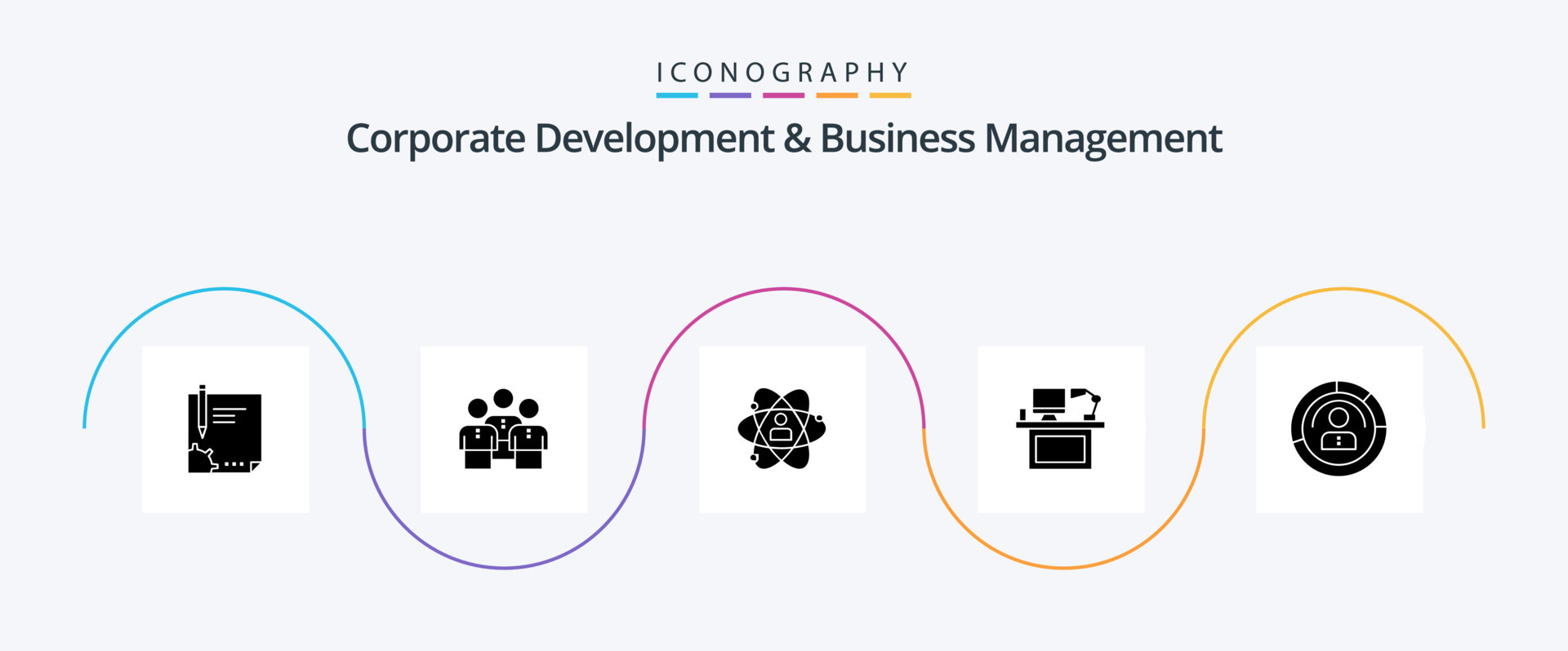 Corporate Development And Business Management Glyph 5 Icon Pack