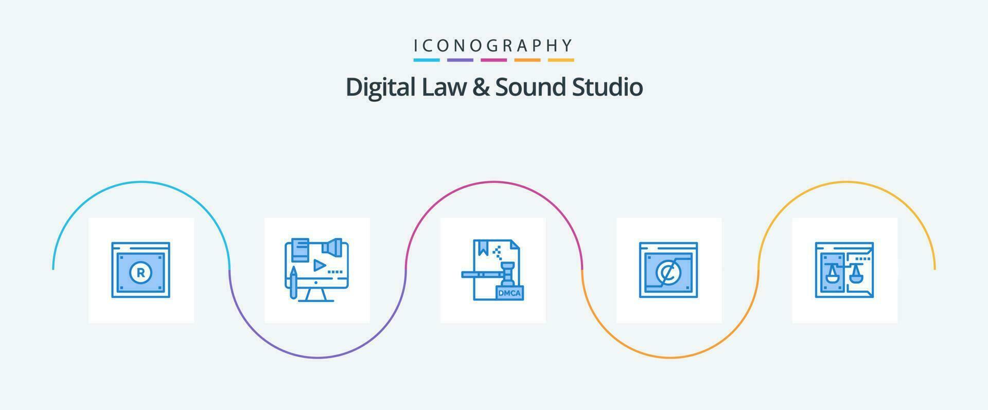 Digital Law And Sound Studio Blue 5 Icon Pack Including digital. business. digital. file. digital vector