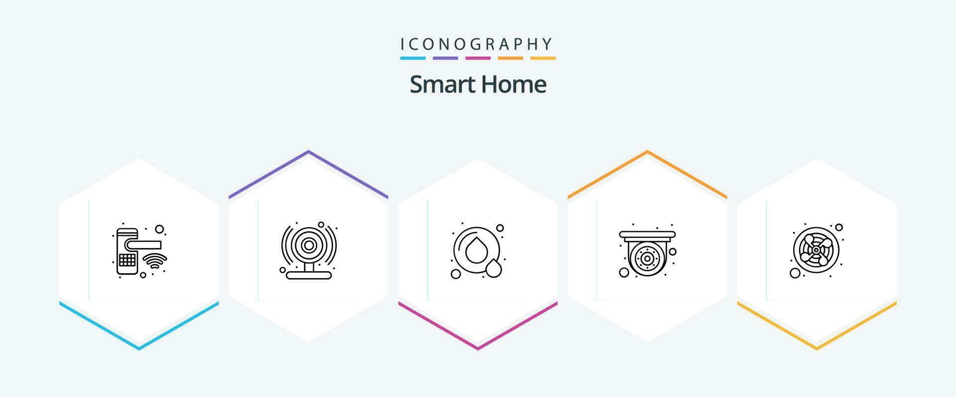 Smart Home 25 Line icon pack including ventilation. fan. recycle. exhaust. cctv vector