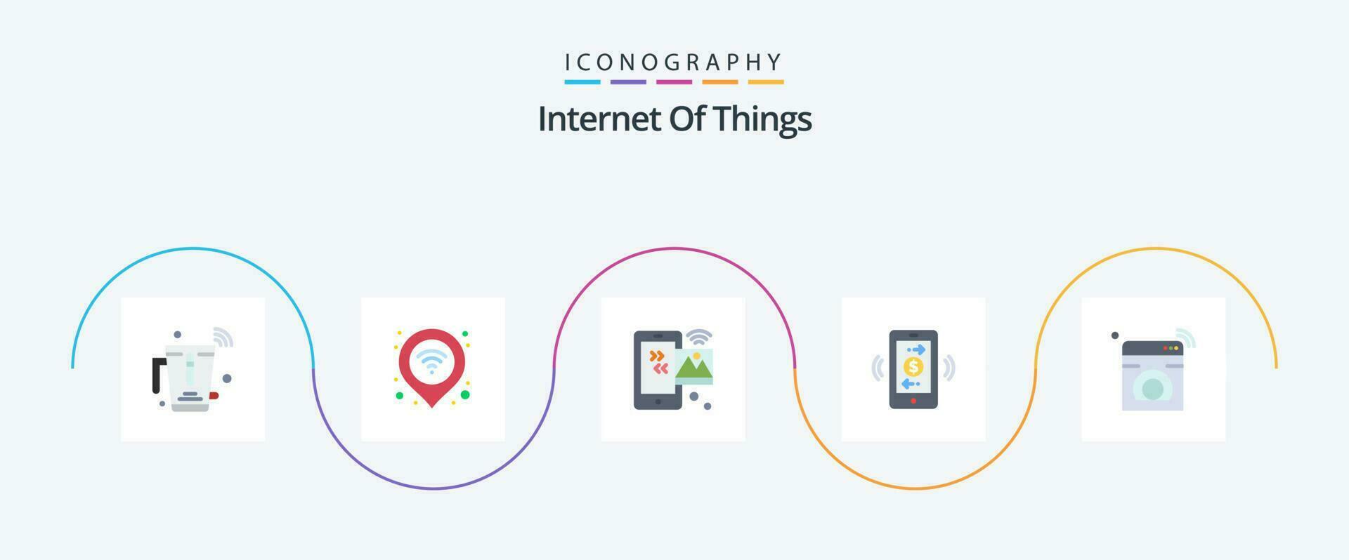 Internet Of Things Flat 5 Icon Pack Including internet of things. connections. signal. wifi. internet of things vector