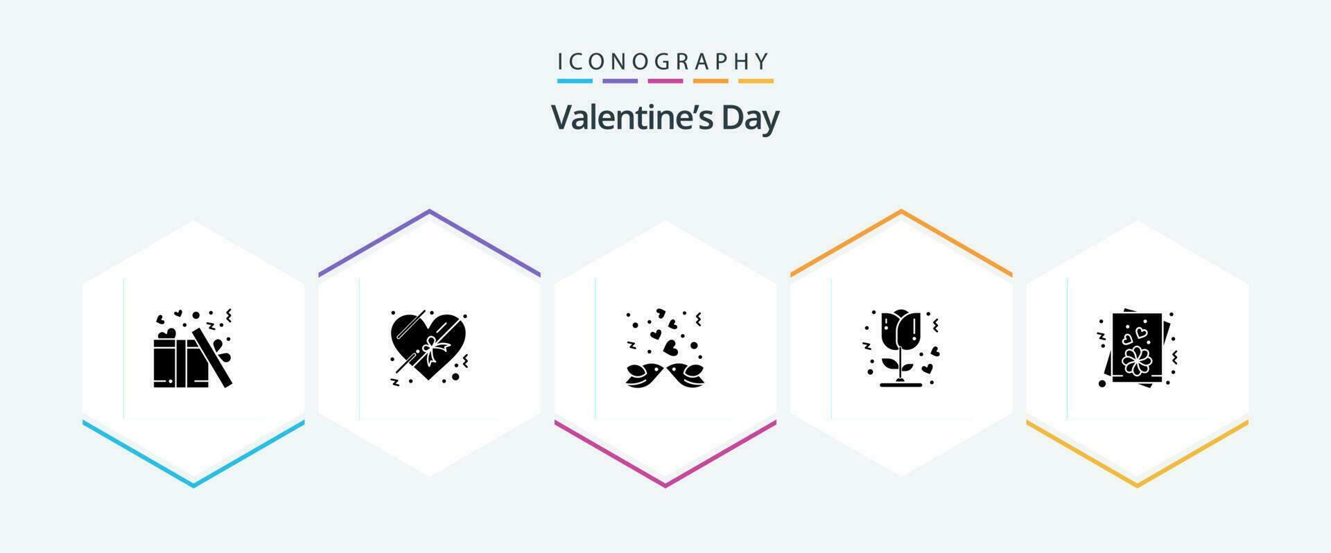 Valentines Day 25 Glyph icon pack including valentine. card. couple. romantic. rose vector