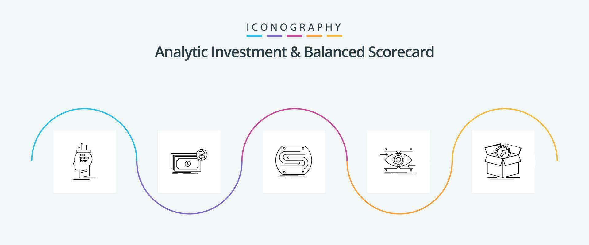 analítico inversión y equilibrado tanteador línea 5 5 icono paquete incluso enfocar. atención. fluir. paso. convergencia vector