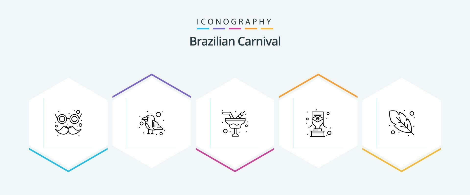 Brazilian Carnival 25 Line icon pack including feather. award. champaign. trophy. brazilian vector