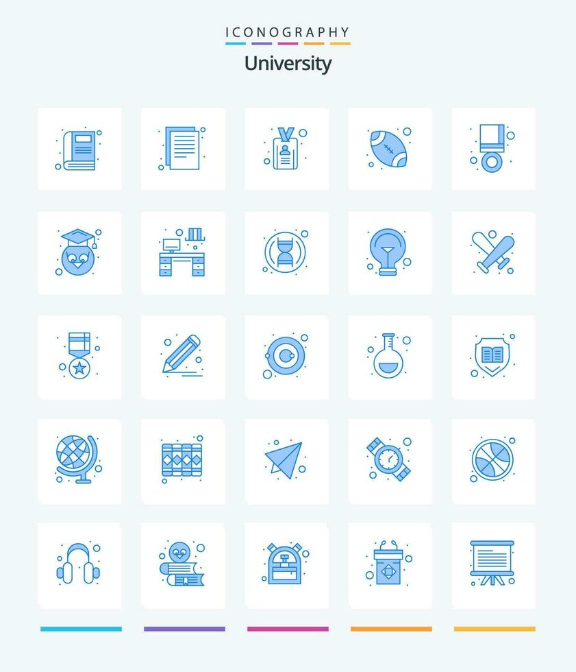 Creative University 25 Blue icon pack  Such As awards. sport. card. football. american vector