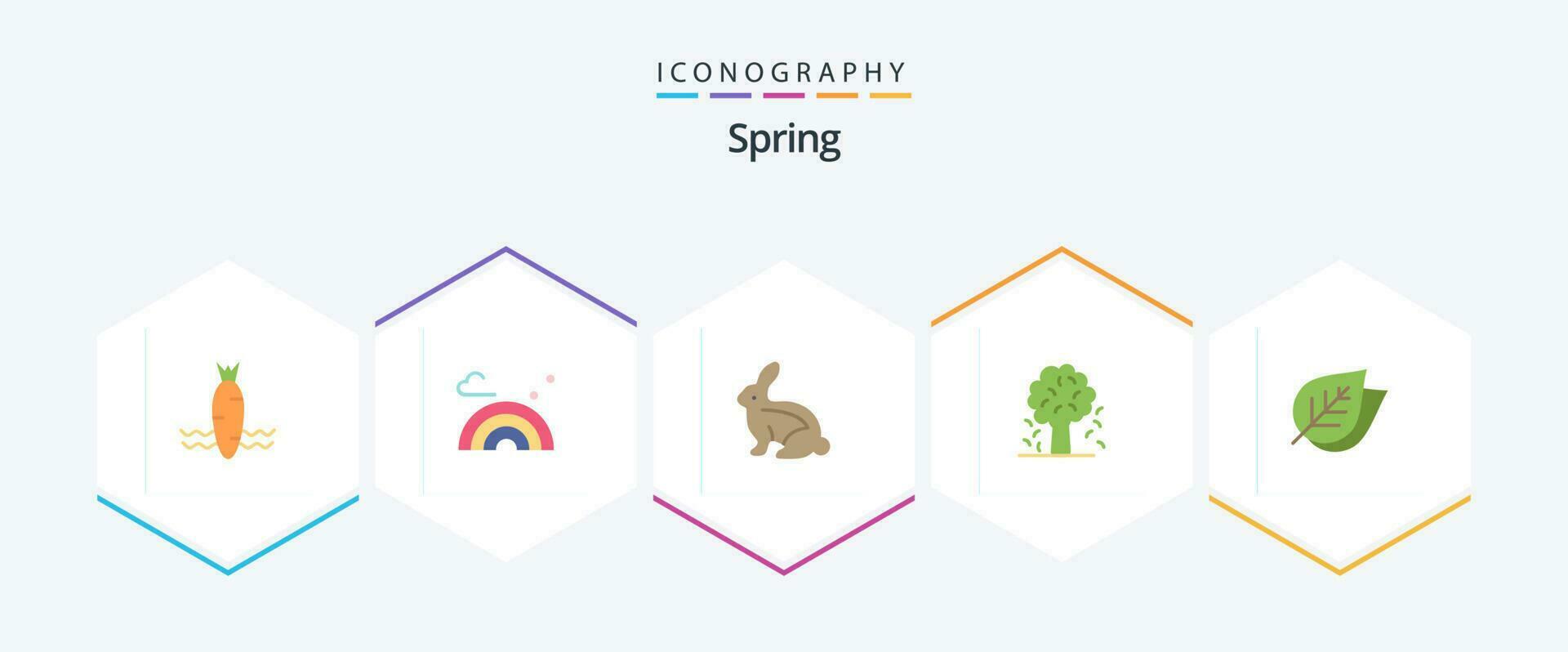 Spring 25 Flat icon pack including ecology. nature. bunny. apple tree. tree vector