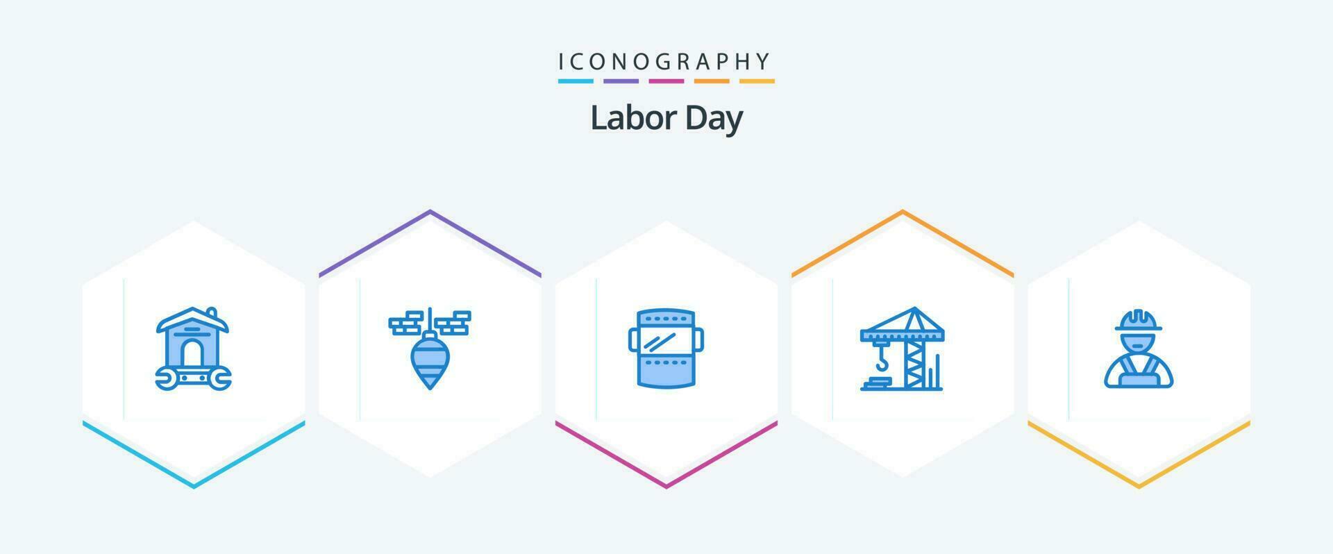 Labor Day 25 Blue icon pack including builder. architecture. tool. crain. weld vector