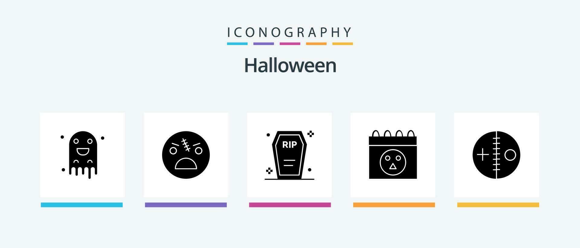 Halloween Glyph 5 Icon Pack Including costume. halloween. zombie. calendar. funeral. Creative Icons Design vector