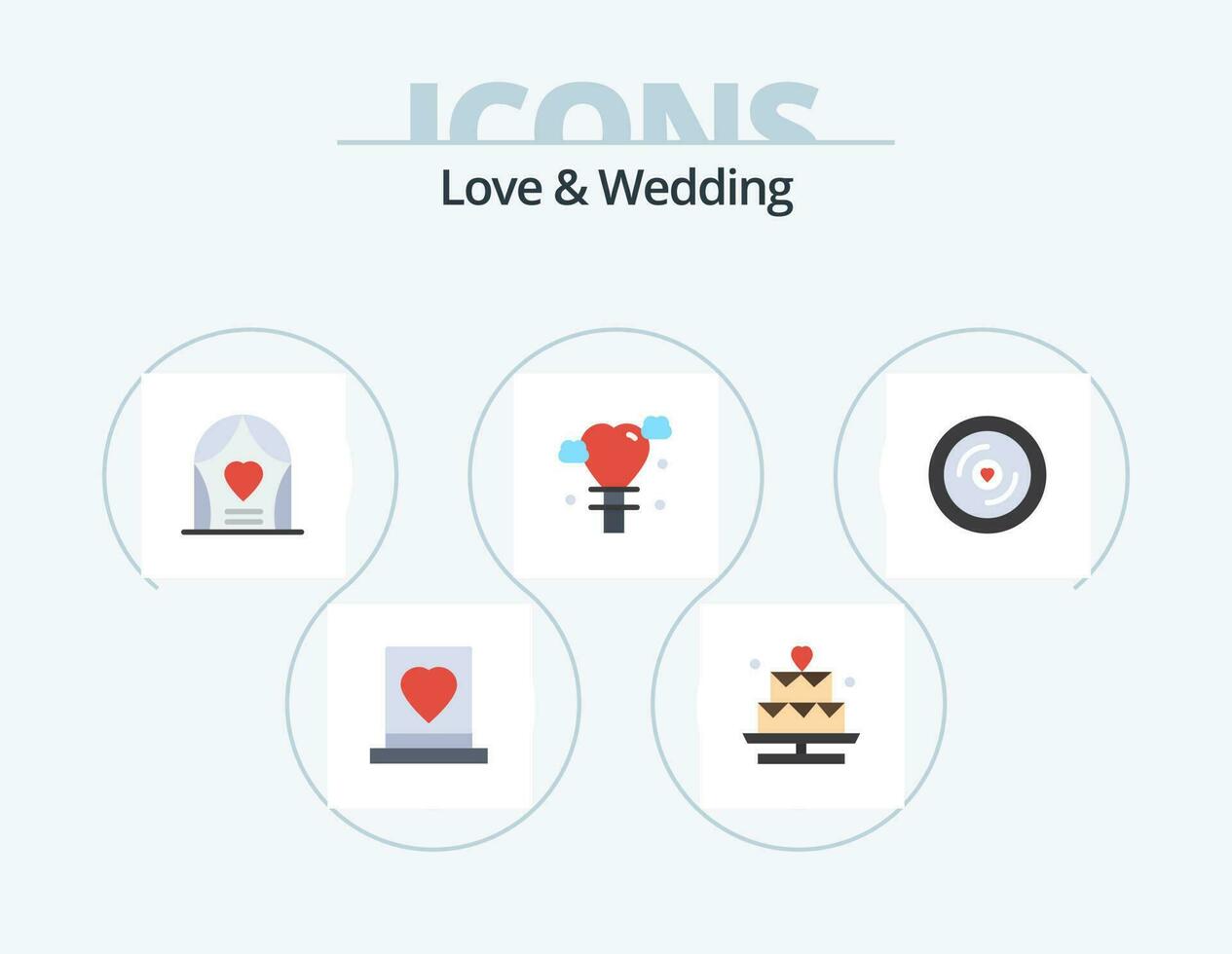 Love And Wedding Flat Icon Pack 5 Icon Design. wedding. balloon. valentine. love vector